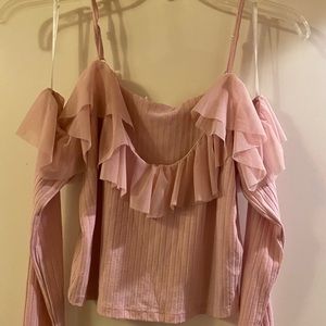 Forever 21 Pink Off the Shoulder Crop Top